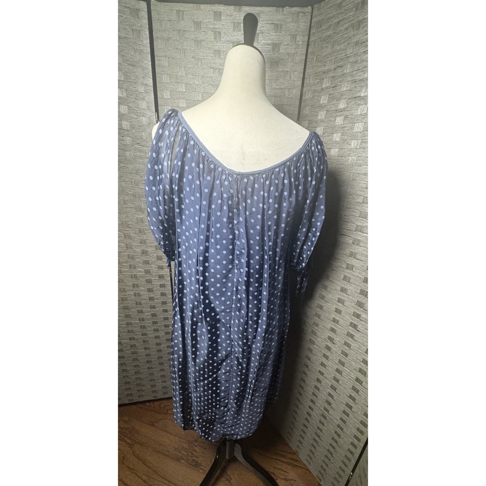 M Made in Italy Womens Mini Dress Polka Dot Black Gray Size S NWT Cold Shoulder - Picture 2 of 6